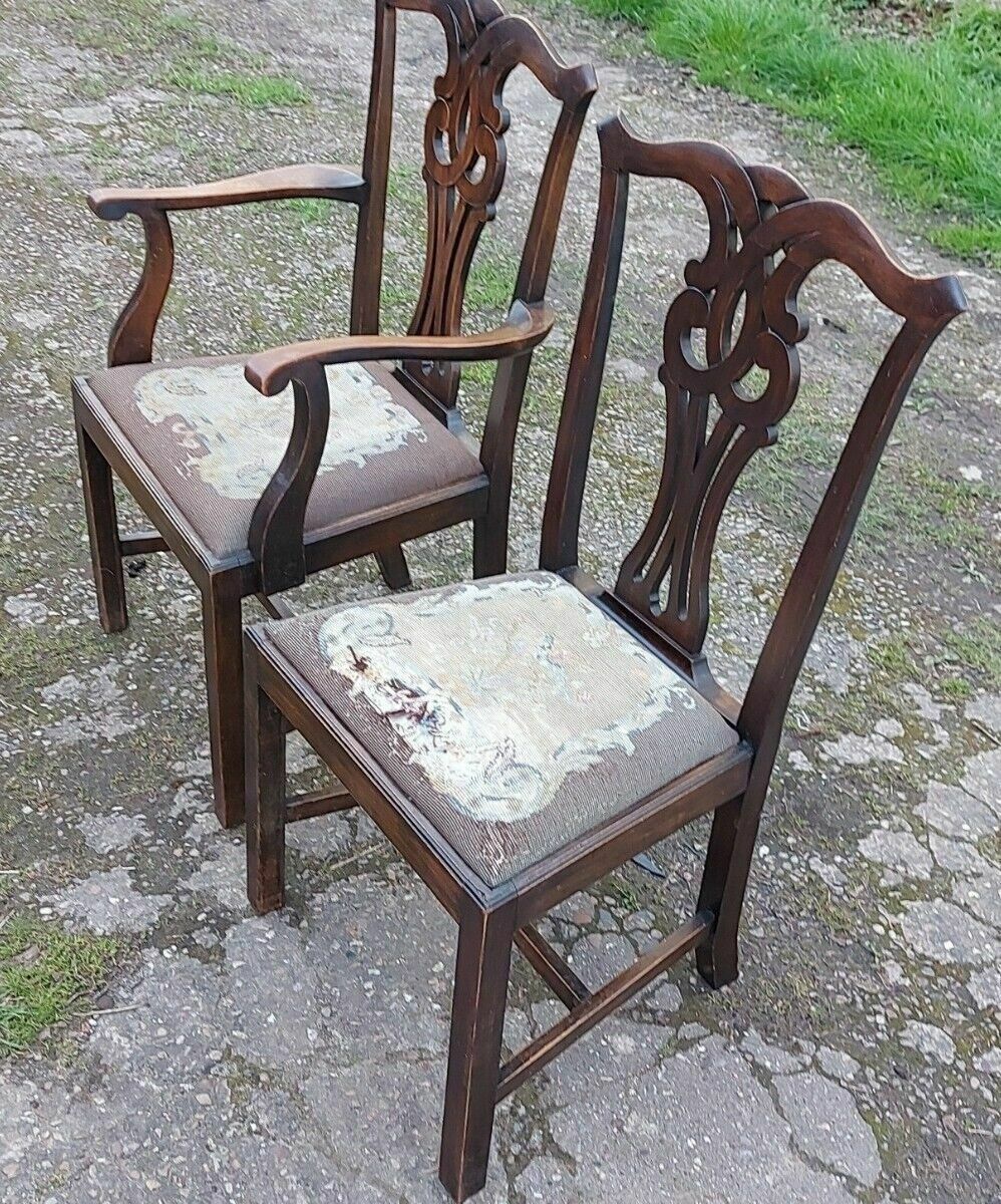 Pair Of Antique His & Hers Chairs, One Being A Carver photo 140.0