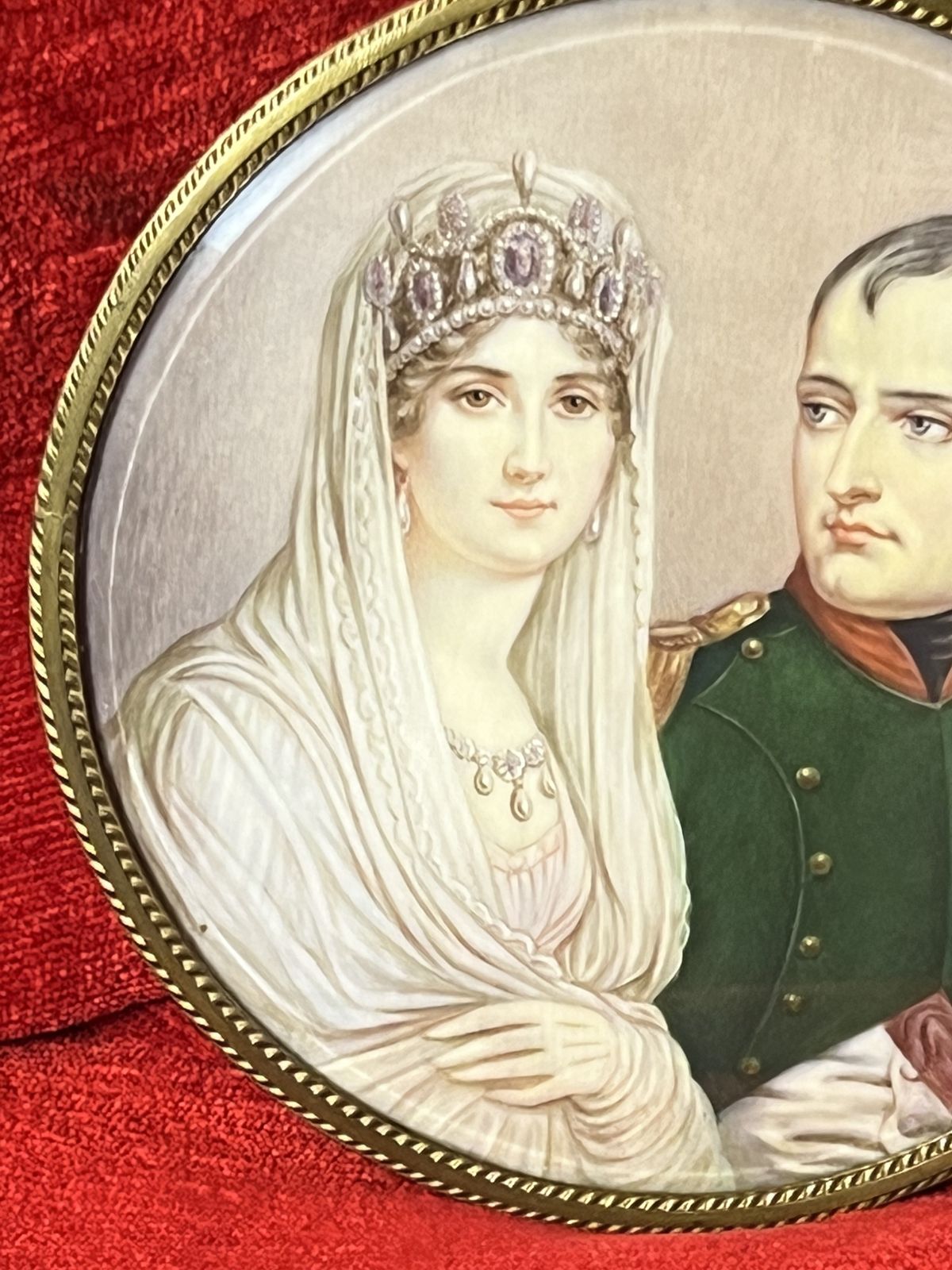 Exquisite Historic Work Of Art Circa 1860 Ivory Miniature Portrait Of Emperor Napoleon And Wife Josephine photo buy