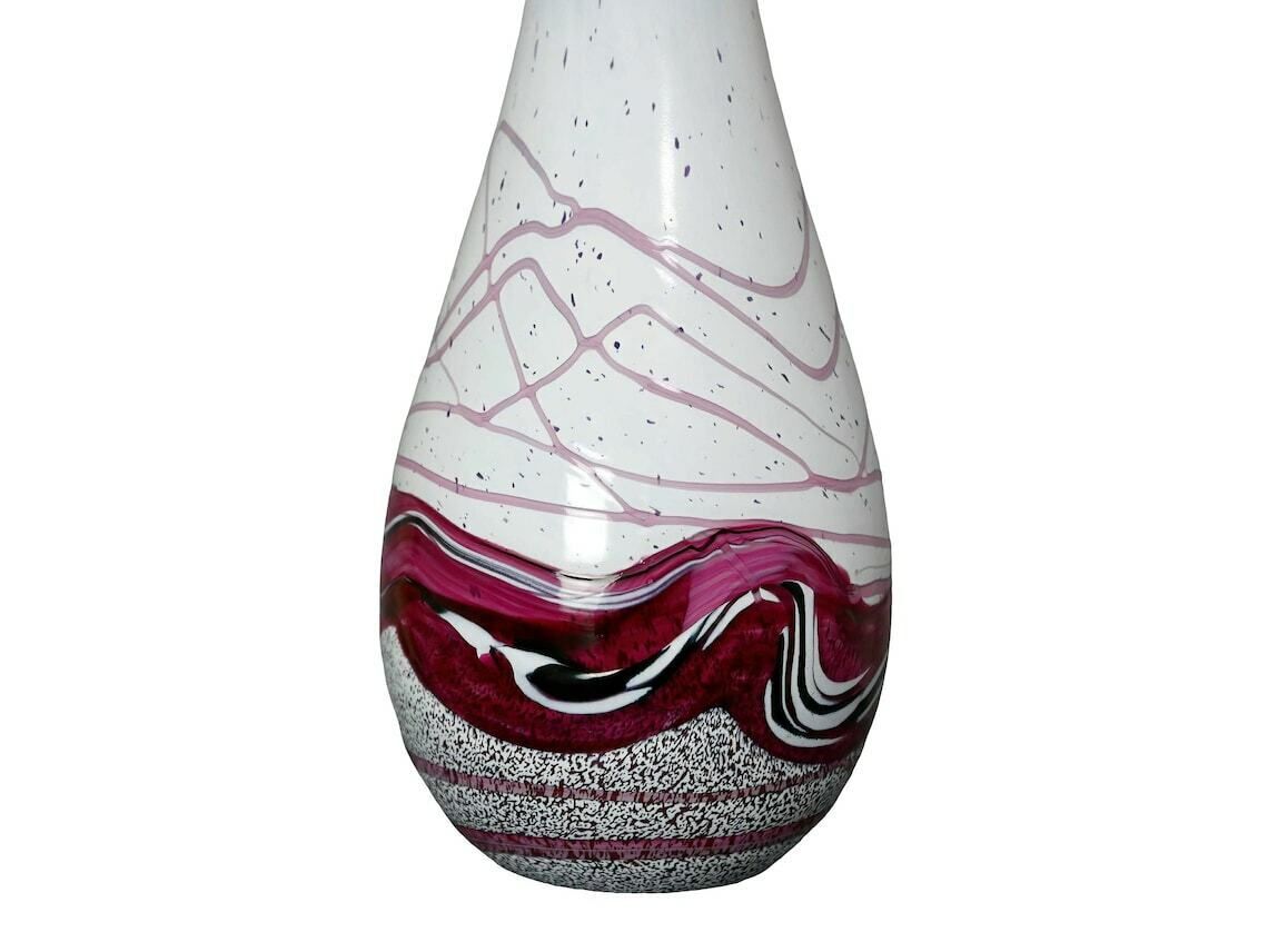 Gozo Vase, Italian Art Glass Pink And White, 1980’s photo for sale