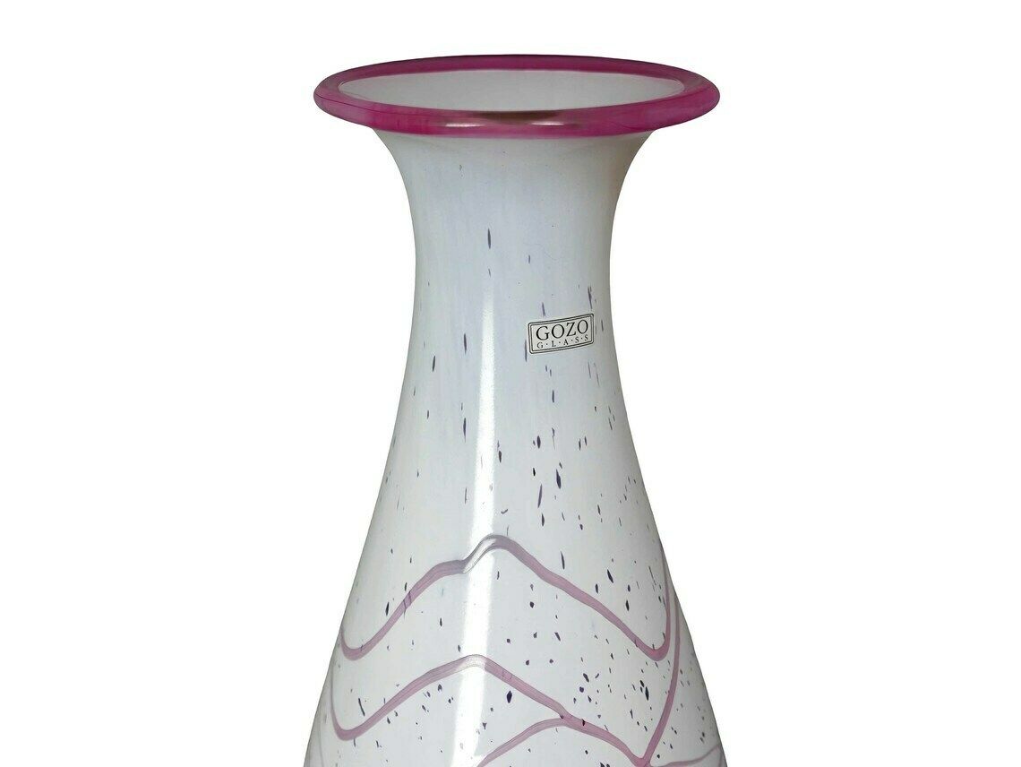 Gozo Vase, Italian Art Glass Pink And White, 1980’s photo Home Decor