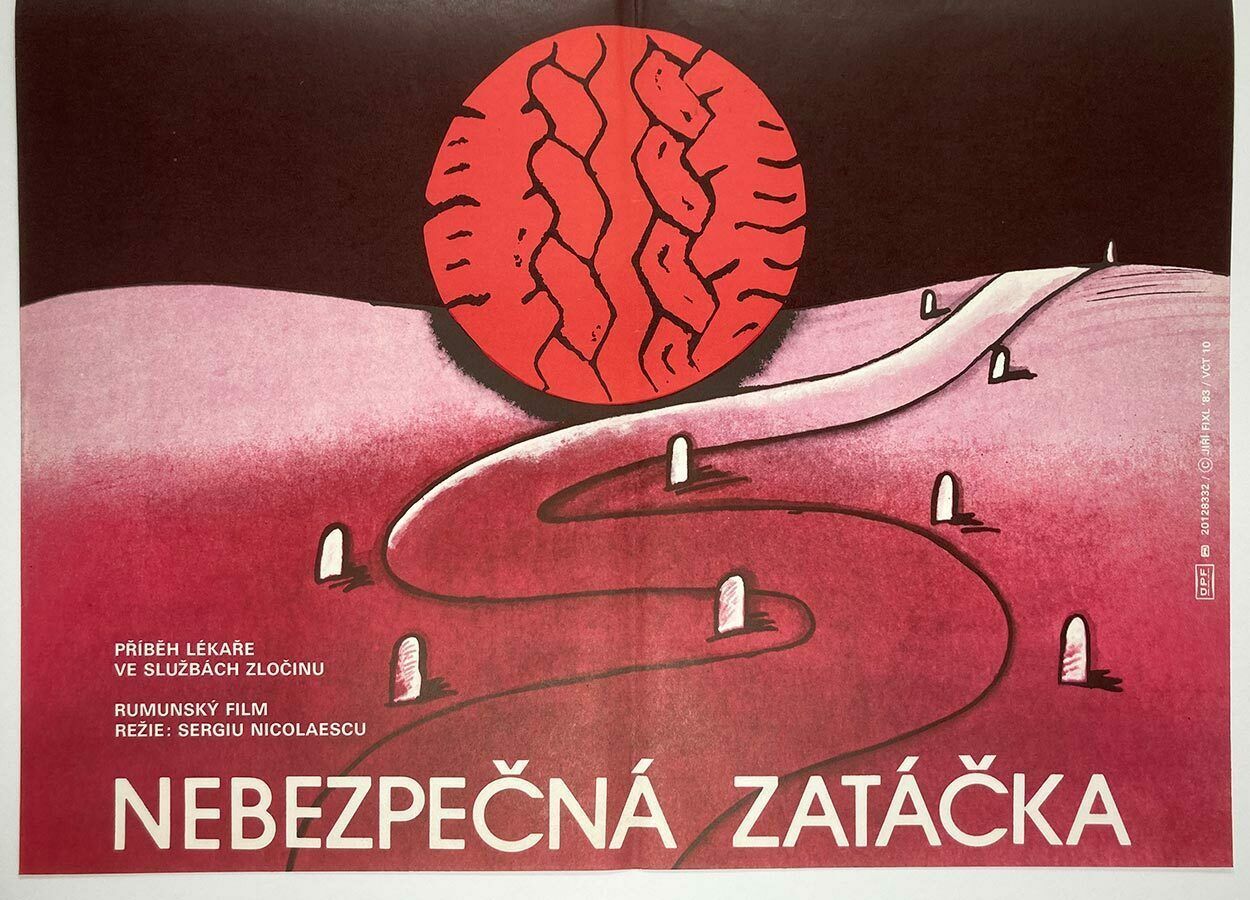 Movie Poster, Dangerous Curb, Jiří Fixl, 1983 photo vintage
