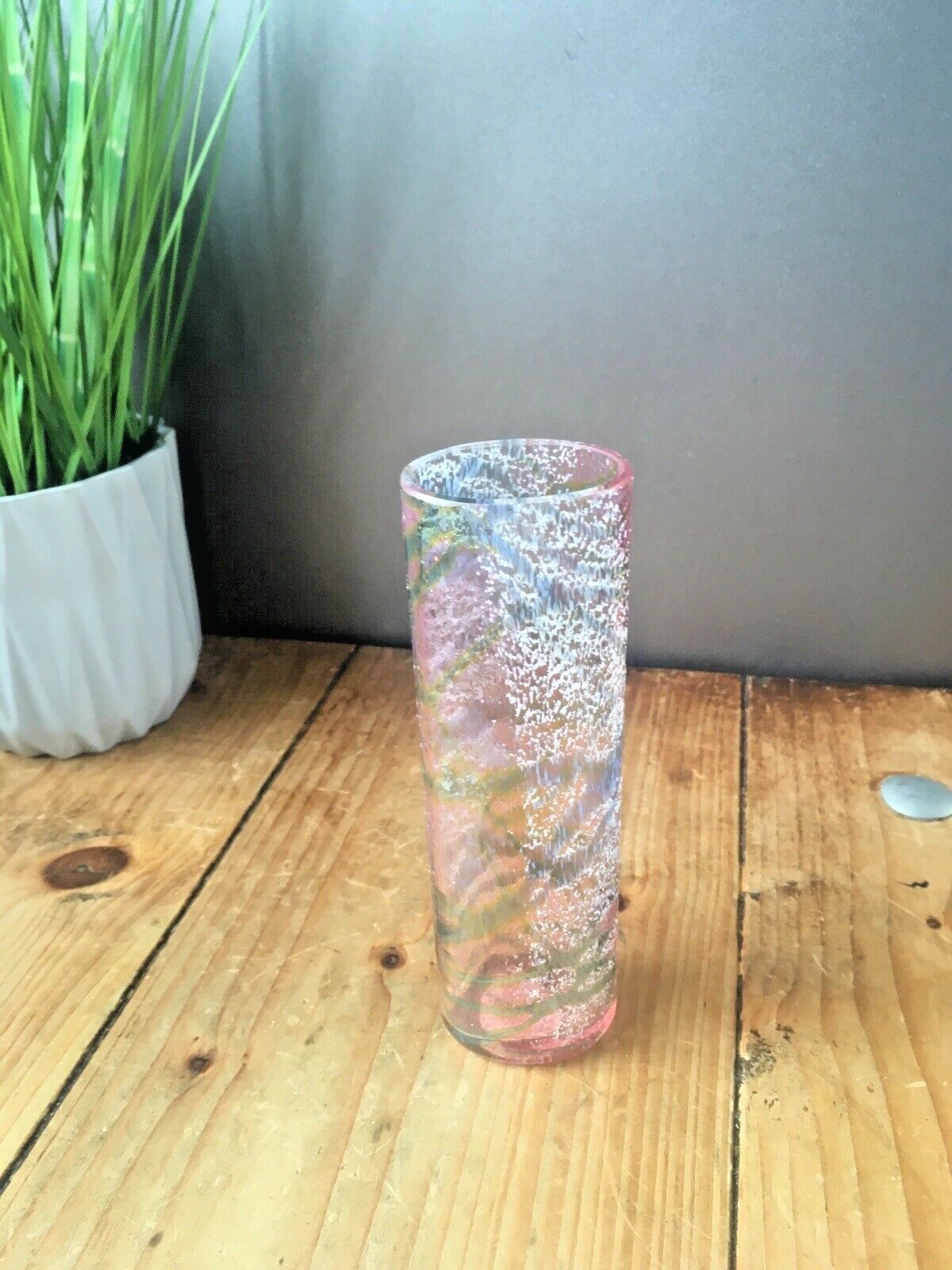 Home Decor Beautiful Okra Coral Speckled Abstract Web Studio Glass Bud Vase Richard Golding photo