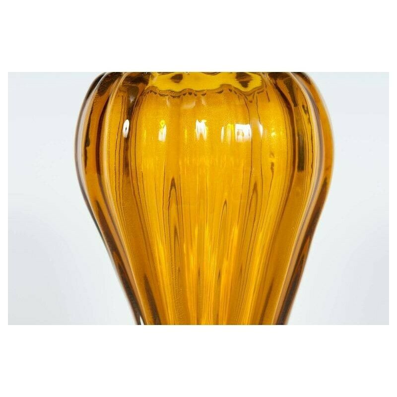 Pair Of Italian Vases In Murano Glass Amber And Gold 1990s photo buy