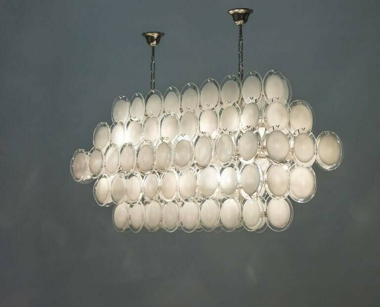 Amazing Italian Murano Glass Chandelier, Attributed To Mazzega Around 1980s photo vintage