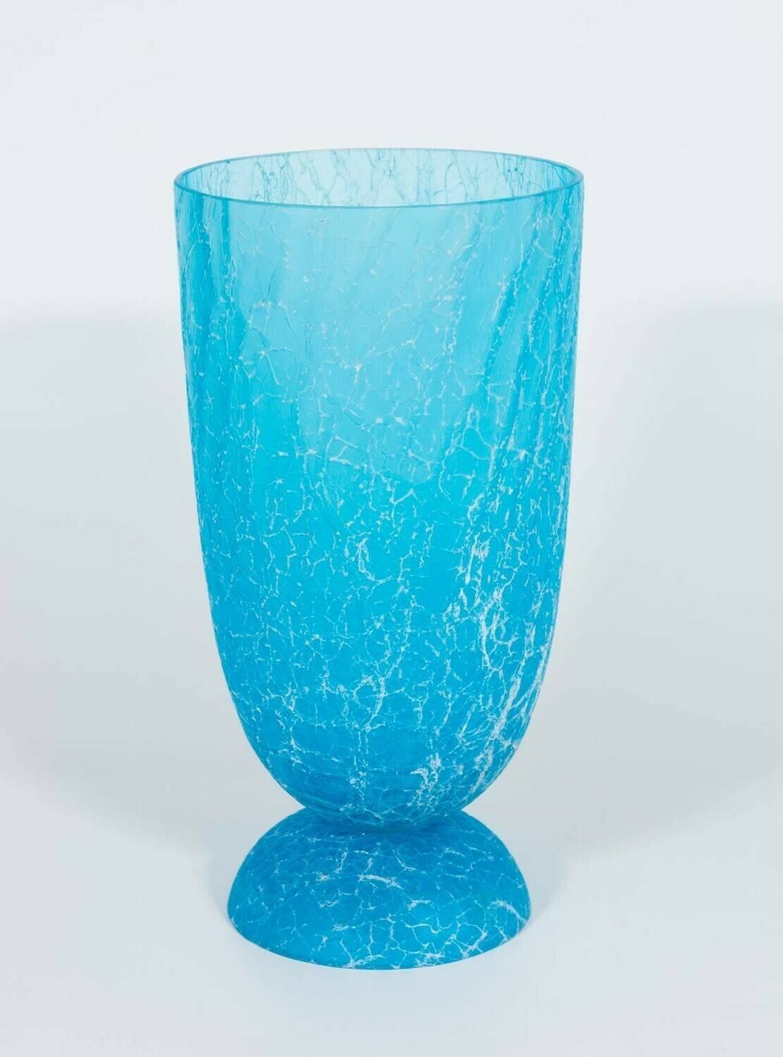 Italian Light Blue Vase With Cracks Blown Murano Glass, Signed Cenedese, 1970s photo furniture