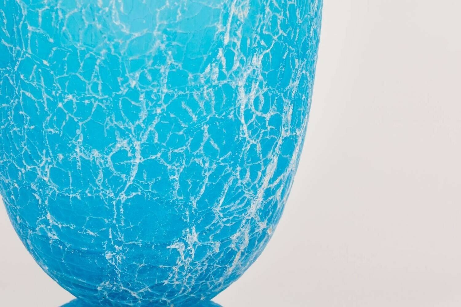 Italian Light Blue Vase With Cracks Blown Murano Glass, Signed Cenedese, 1970s photo 2467.0