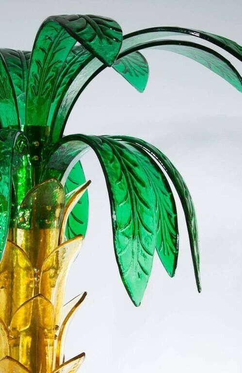 Palm Floor Lamp In Murano Glass Amber And Green Italy Contemporary photo buy