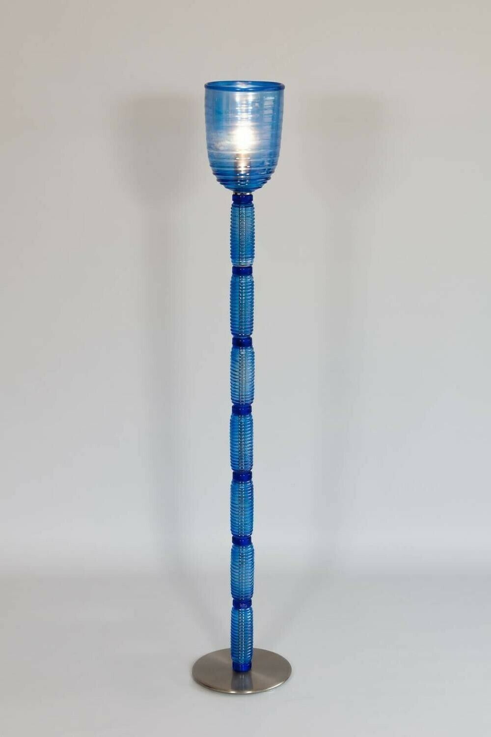 photo furniture Floor Lamp In Light Blue And Iridescent Color Murano Glass Italy 1990s
