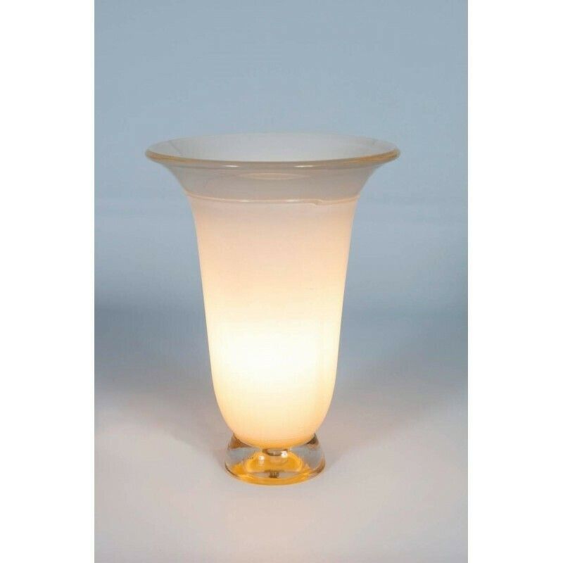 Pair Of White And Gold Italian Murano Glass Table Lamps Barovier, 1980s photo furniture