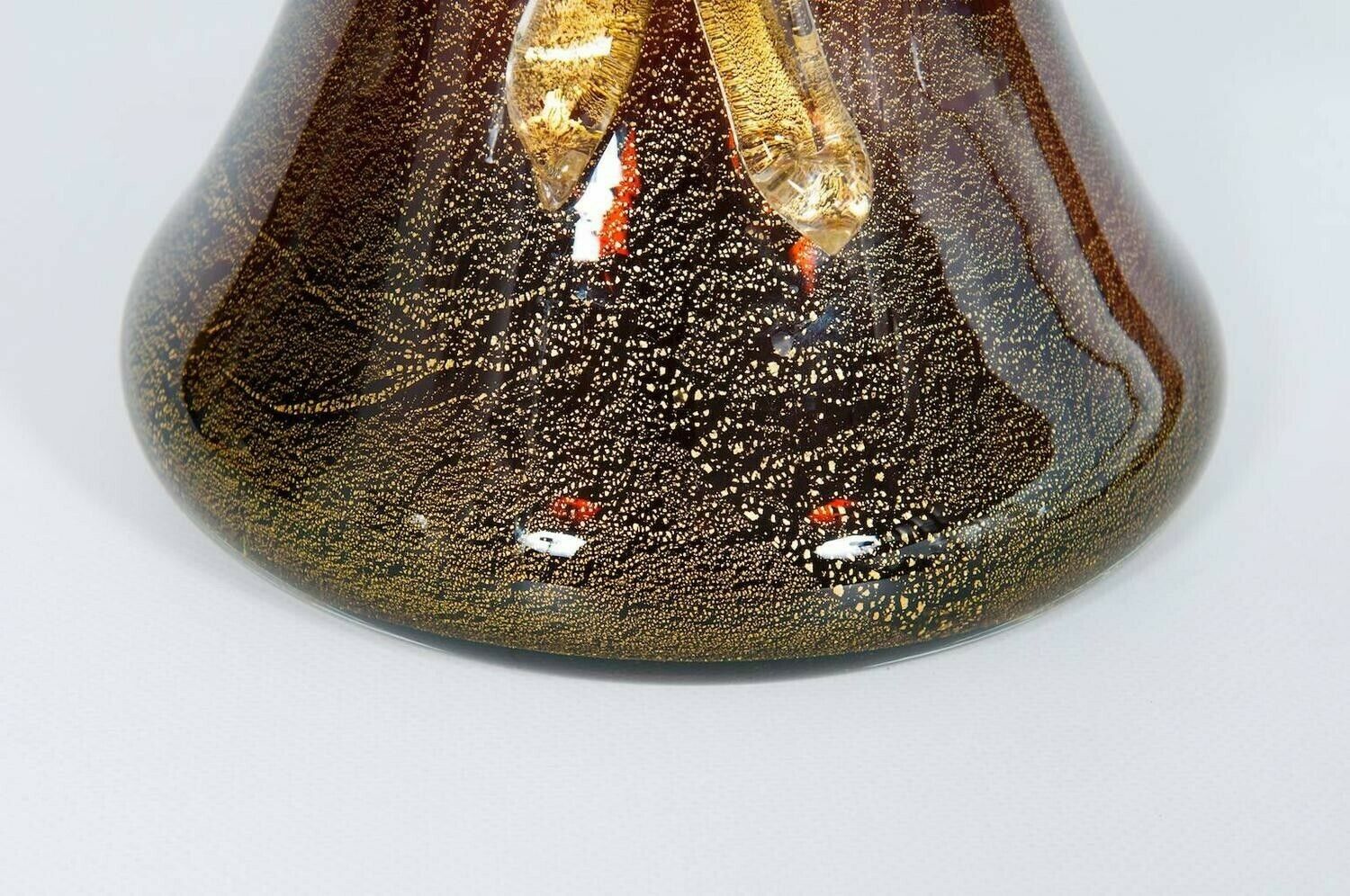Vase With Bow Amber Color And Gold Finishes In Blown Murano Glass 1970s Italy photo Home Decor