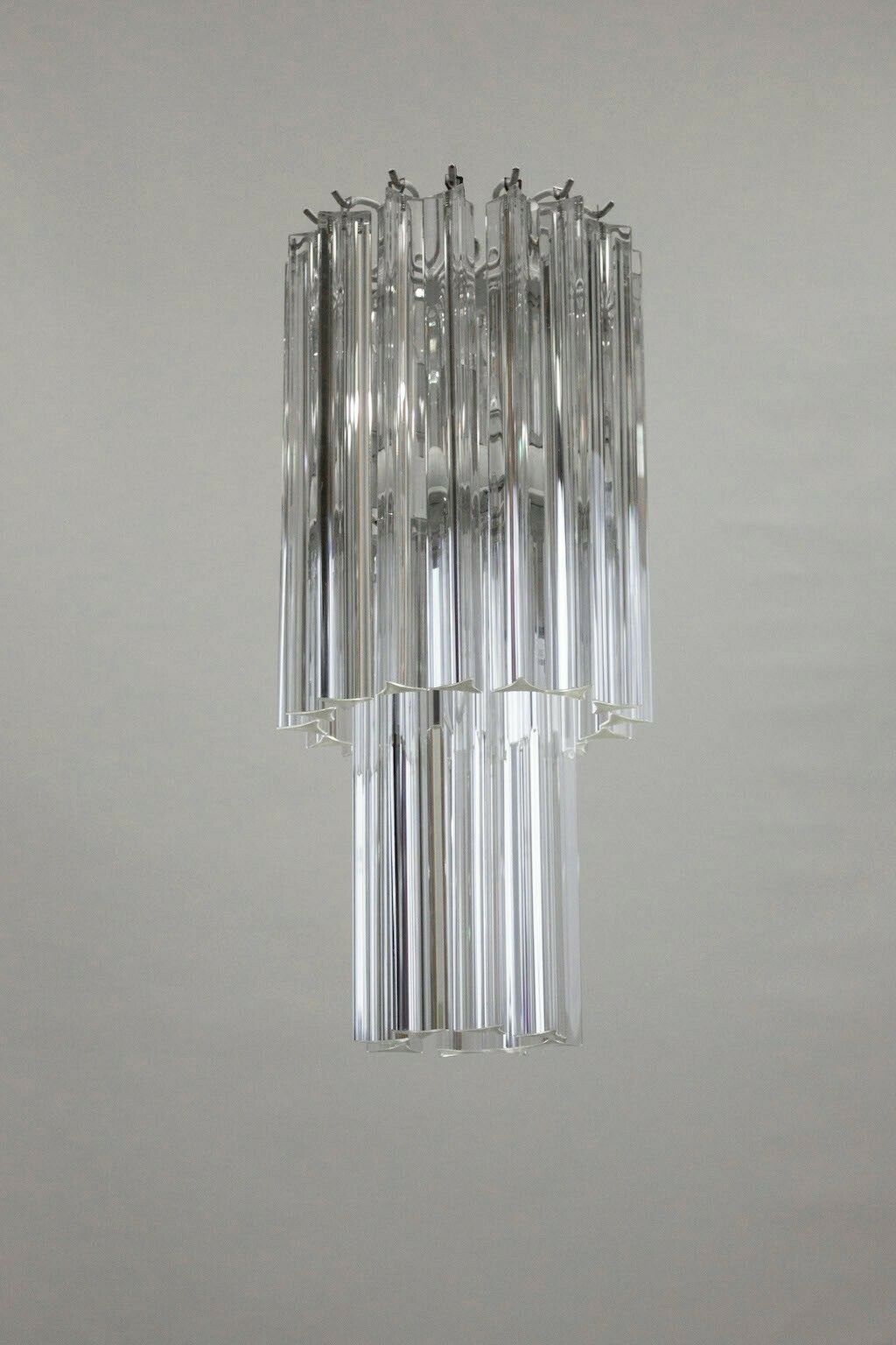 Italian Venetian Pair Of Chandeliers, Blown Murano Glass, Triedro Camer G, 1960s photo for sale