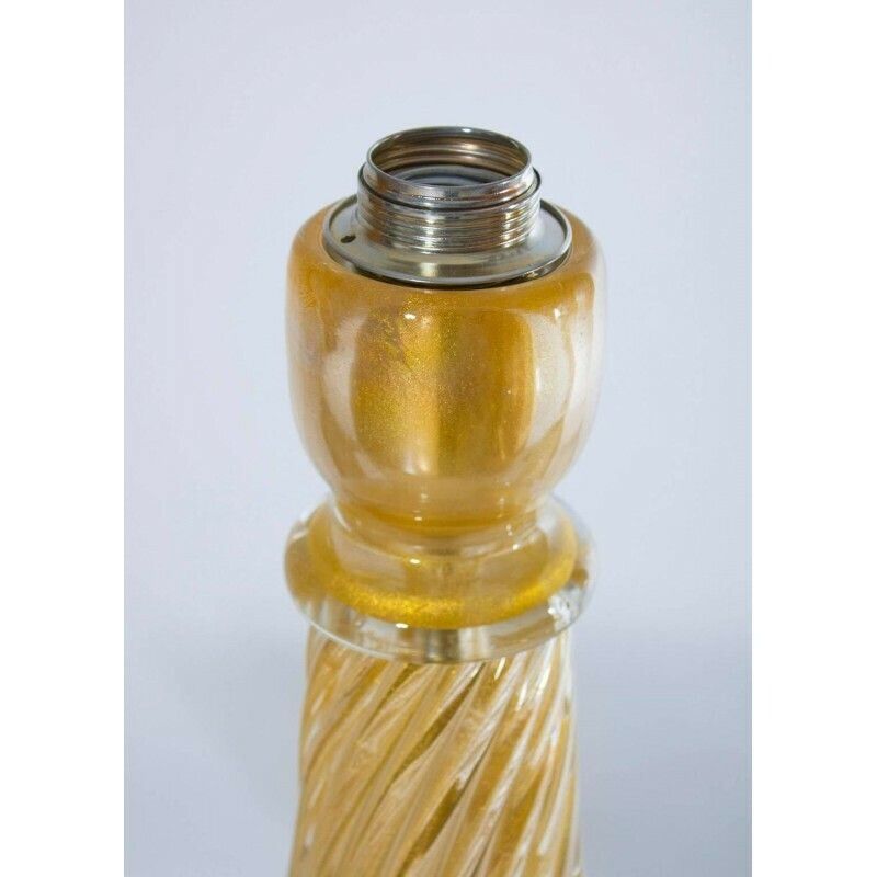 Italian Massive Pair Of Table Lamps In Murano Glass, Gold 24 Karat photo 3538.0
