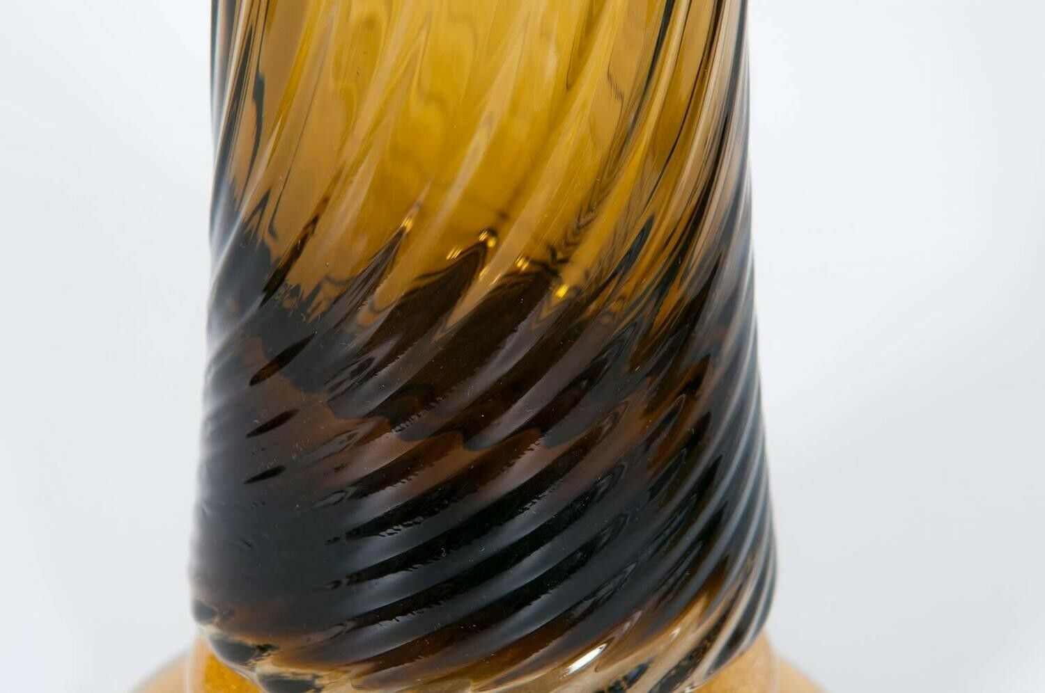 Giant Pair Of Amber And Gold Glasses Vase In Blown Murano Glass 1980s photo vinterior