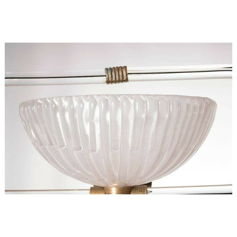 Pair Of Sconces In Blown Murano Glass Black & White Camer Glass 1960s Italy photo buy