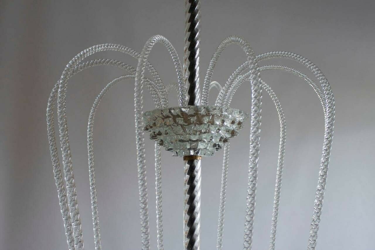 Italian Flush Mount In Blown Murano Glass 1940s Italy photo vintage