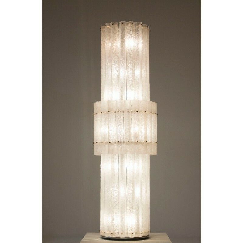 Imposing Floor Lamp In Blown Murano Glass Blotchy Colored In A Grit Glass Italy