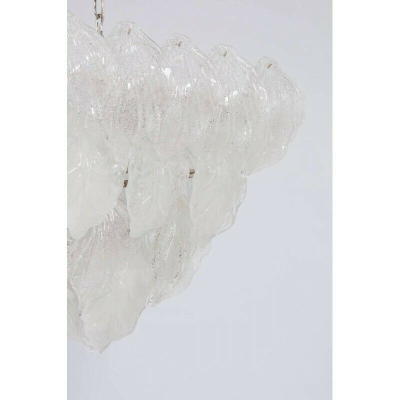 Italian Venetian, Flush Mount, In Blown Murano Glass, Transparent Leafs , 1950s photo buy