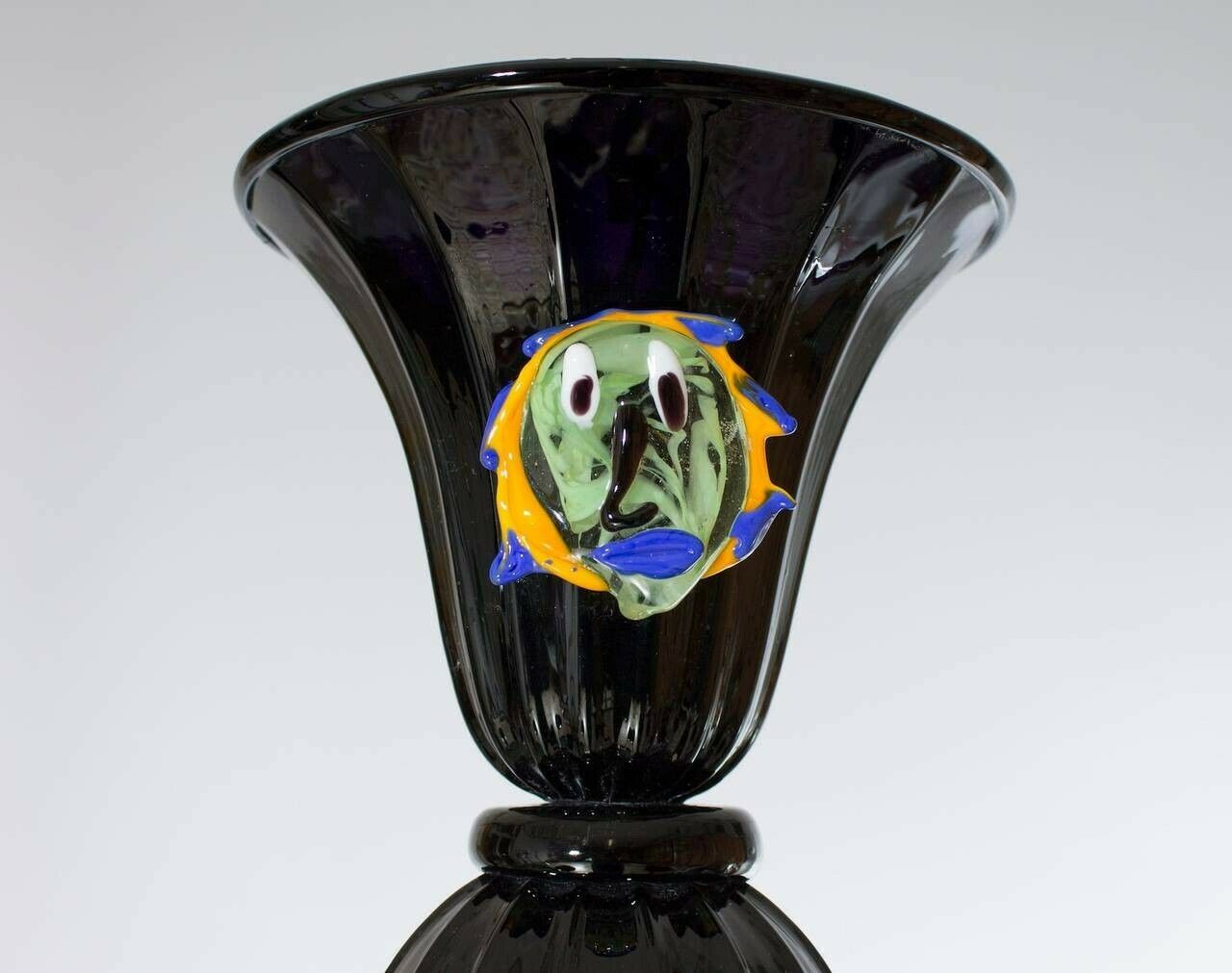 Modern Black Pair Of Chandeliers Picasso Sculpture In Blown Murano Glass, Italy photo vinterior