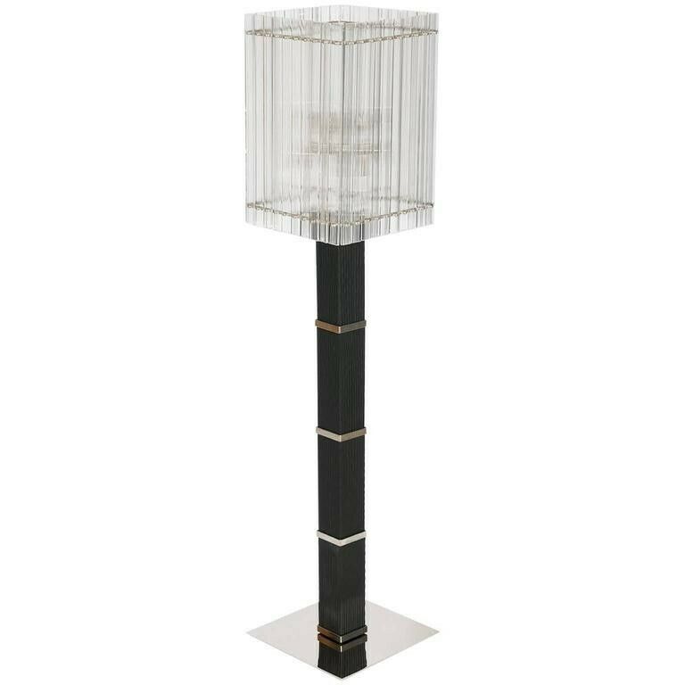 Modern Floor Lamp In Black And Transparent Murano Glass 1990s Italy