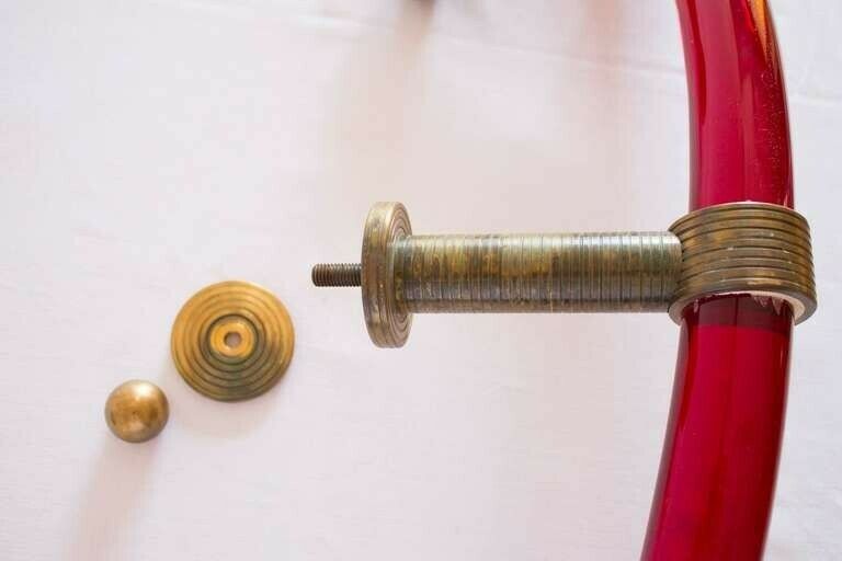 Door Handle In Blown Murano Glass Red Color 1950s Italy photo vinterior