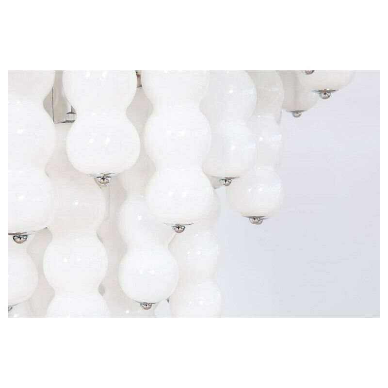 Italian Venetian Chandelier Blown Murano Glass White Chains Mazzega 1990s photo buy