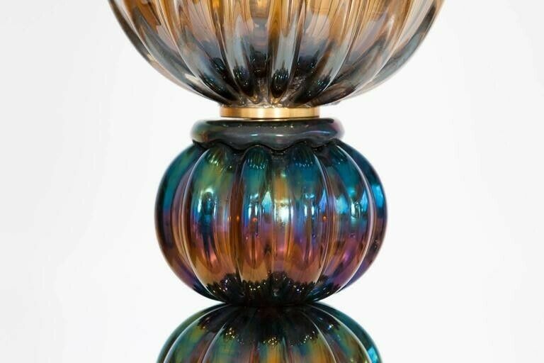 Italian Floor Lamp In Murano Glass Pagliesco With Iridescent 1980s photo vinterior
