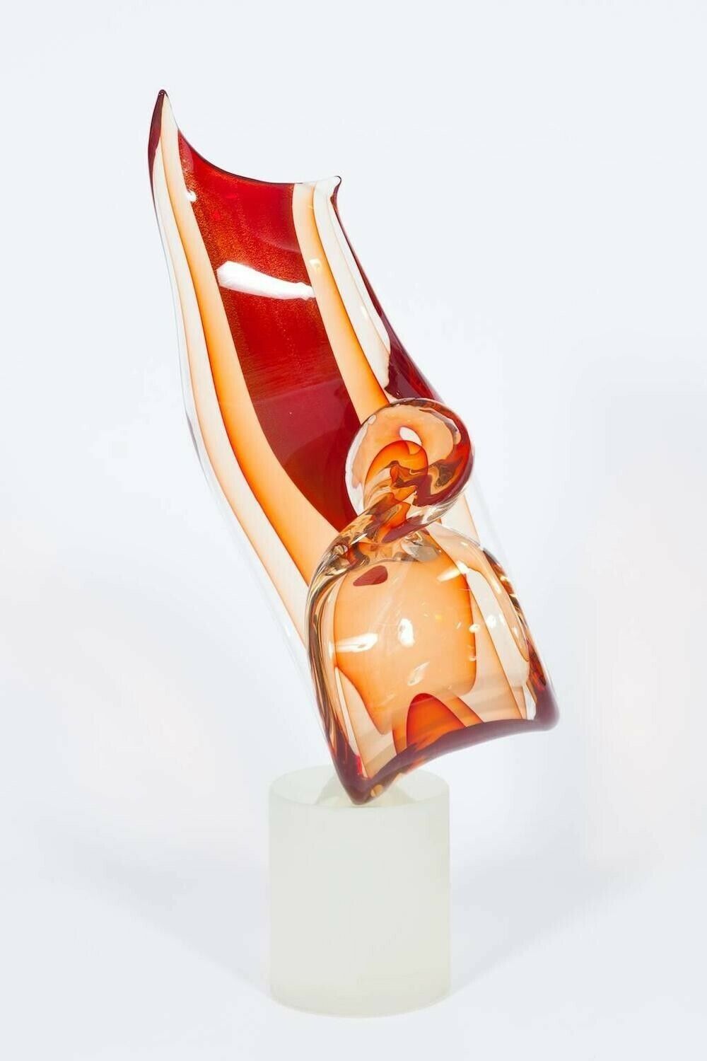photo for sale Italian "Flame" Sculpture In Blown Murano Glass Signed By Romano Donà 1990s