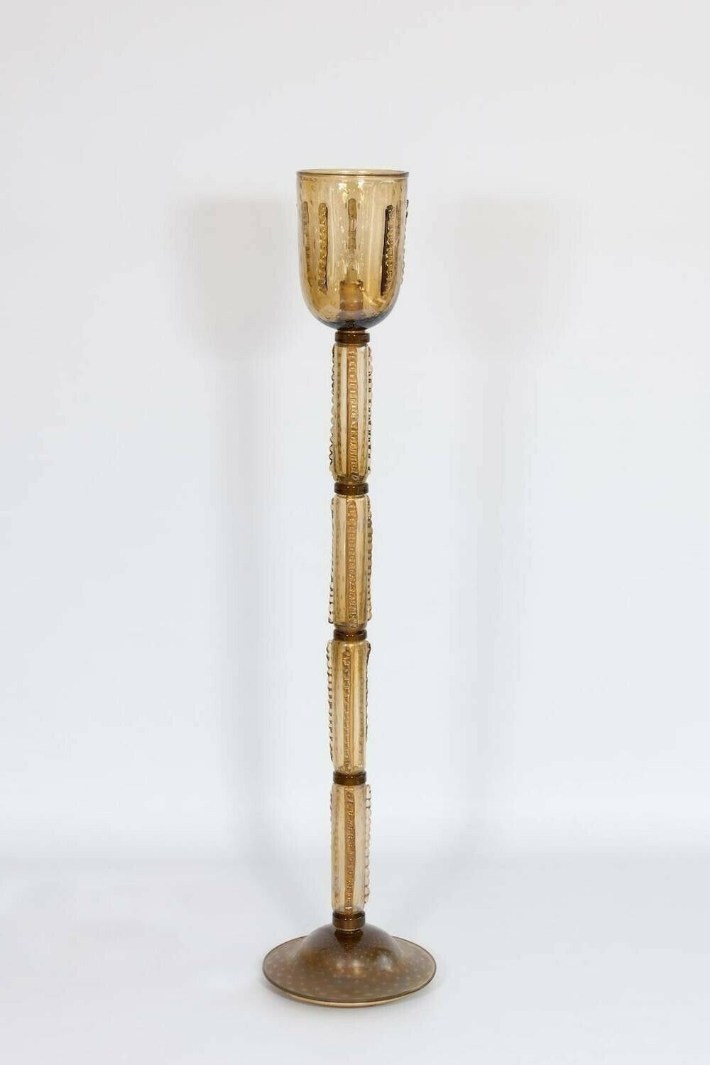 Venetian Floor Lamp In Blown Murano Glass, Iridescent And "Pagliesco", 1970s photo furniture