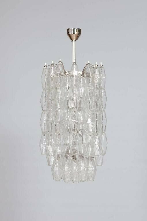 Italian Modern Chandelier In Transparent Murano Glass, Venini, 1960s photo furniture