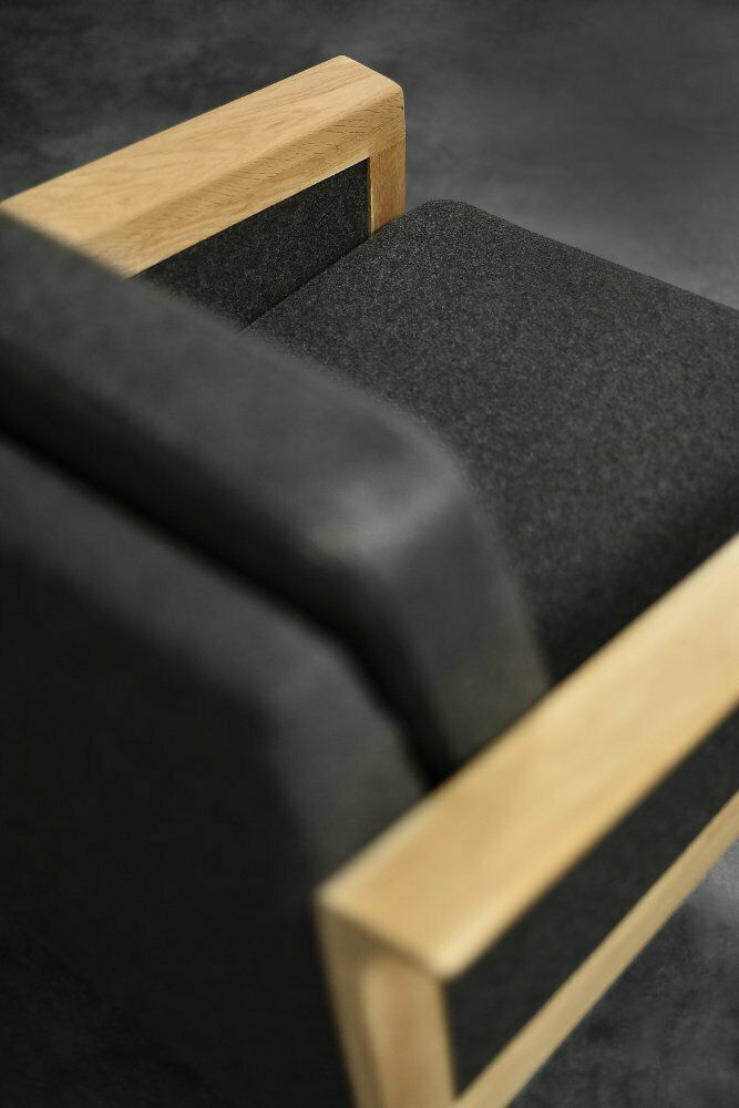 Mid Century Modern Danish Oak And Felt Lounge Chairs, 1960s, Set Of 2 photo Furniture