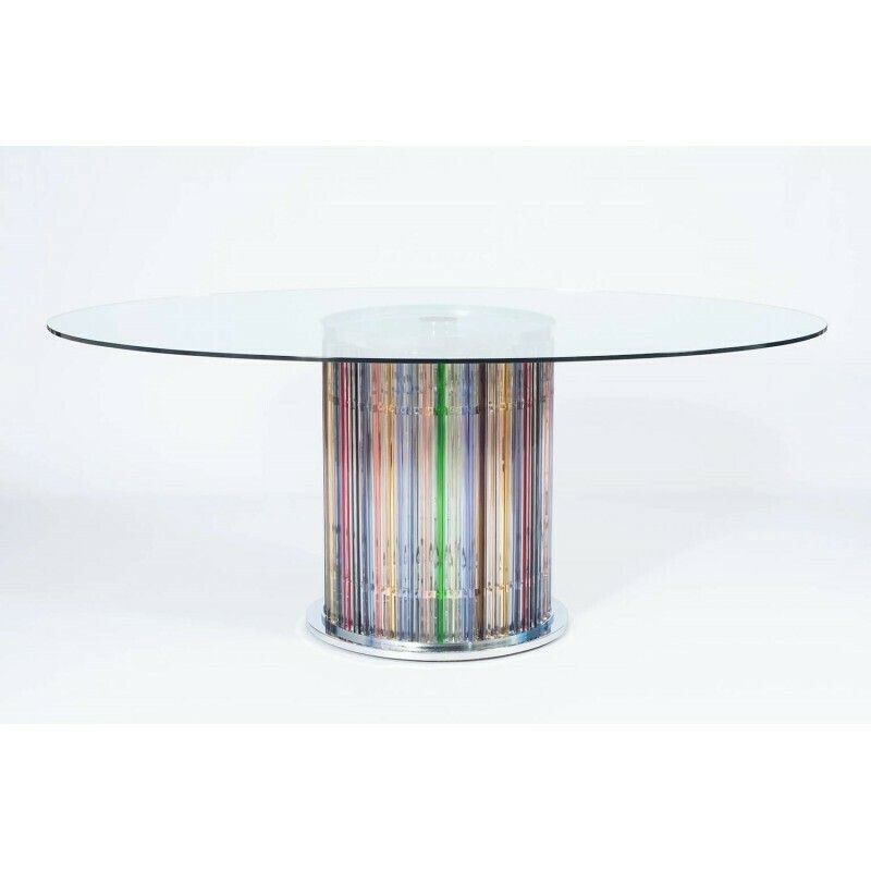 Dining Table In Blown Murano Glass Lights In The Stem, Vintage Murano Gallery * photo Furniture