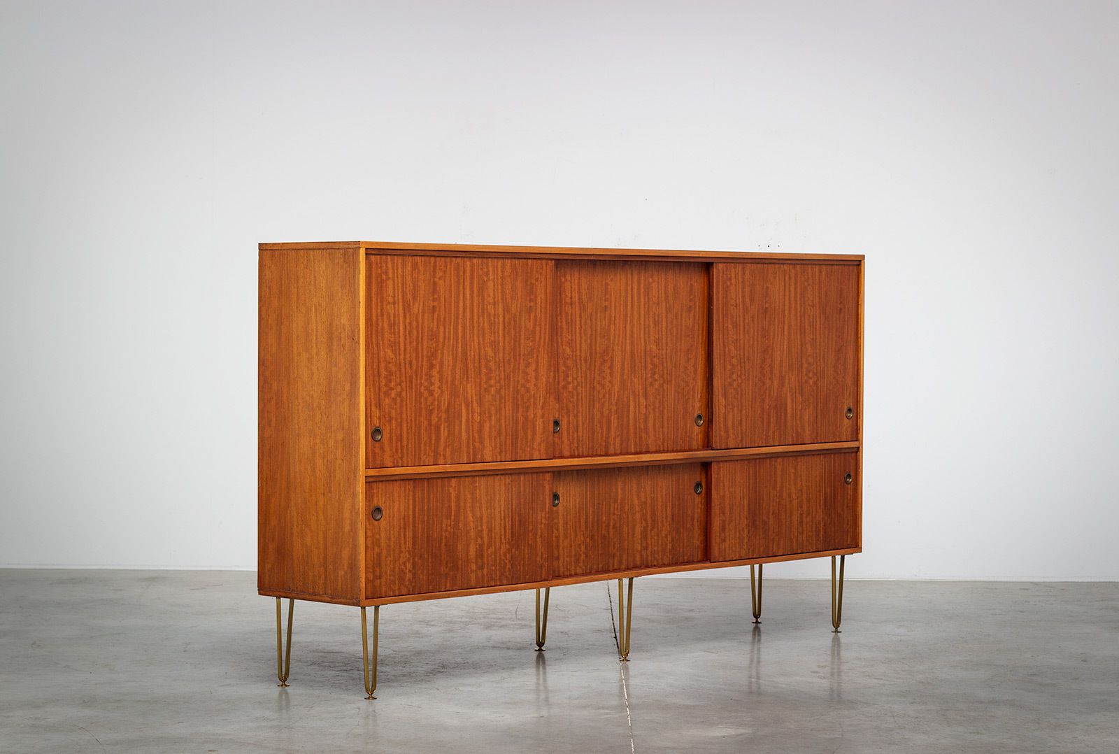 Alfred Hendrickx 1950 Sideboard With Brass Hairpin Legs photo for sale