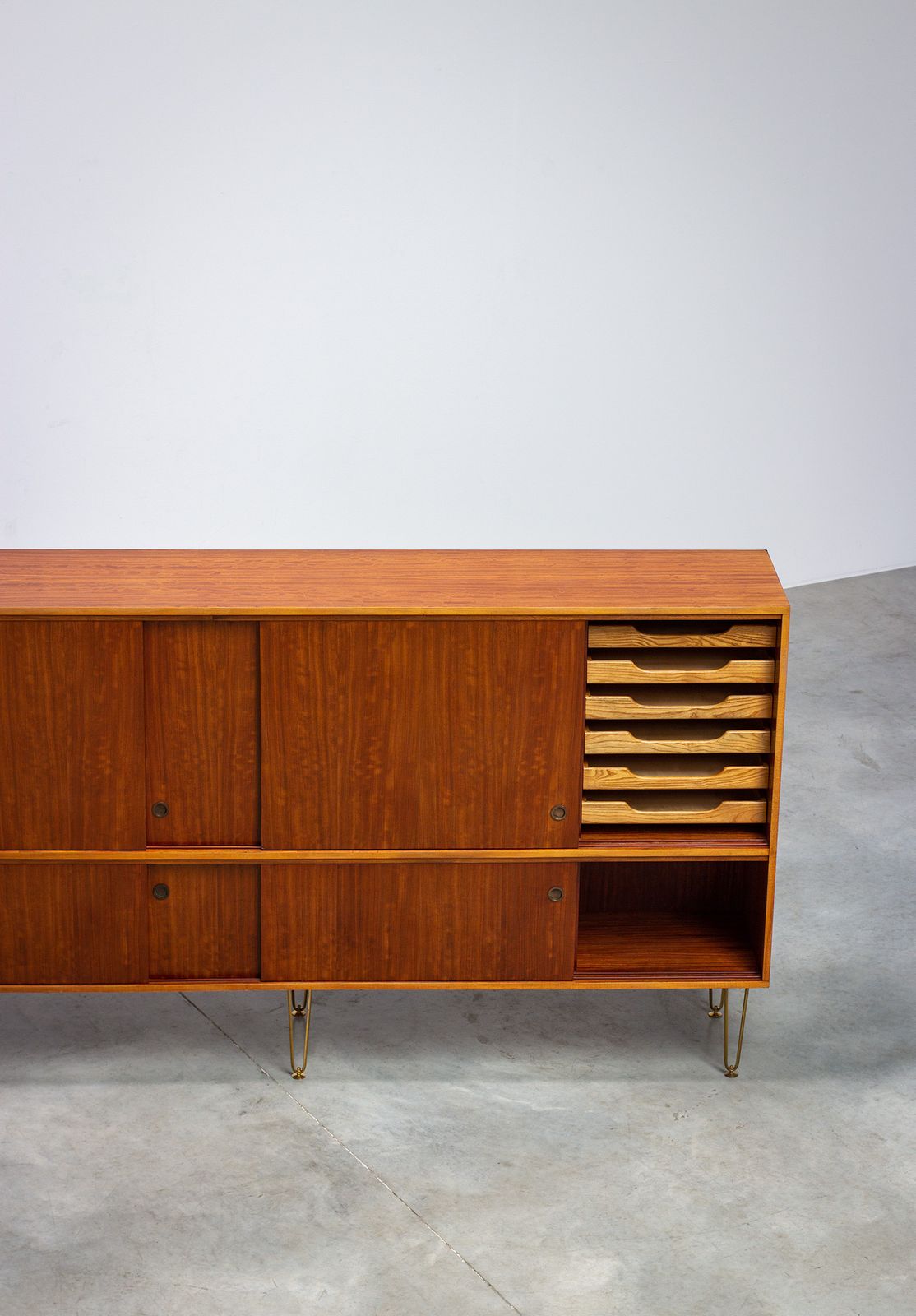 Alfred Hendrickx 1950 Sideboard With Brass Hairpin Legs photo vinterior