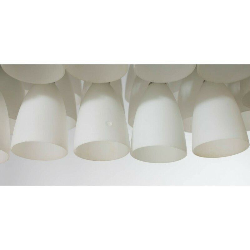 Italian Bells Chandelier In White Blown Murano Glass Attributed To Mazzega photo vinterior