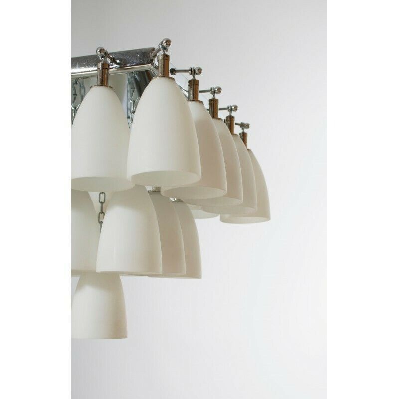 Italian Bells Chandelier In White Blown Murano Glass Attributed To Mazzega photo buy