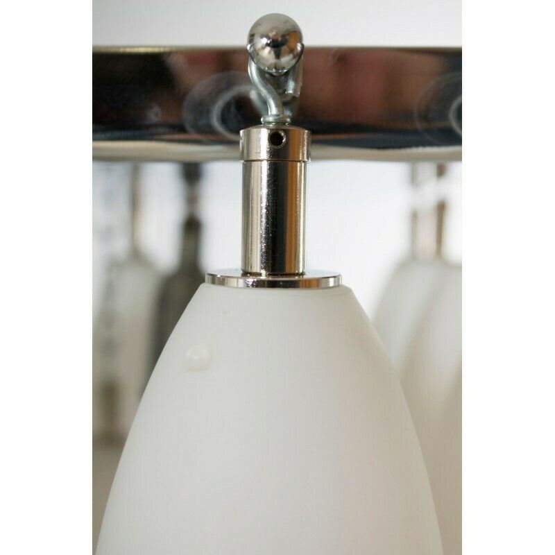 Italian Bells Chandelier In White Blown Murano Glass Attributed To Mazzega photo vintage