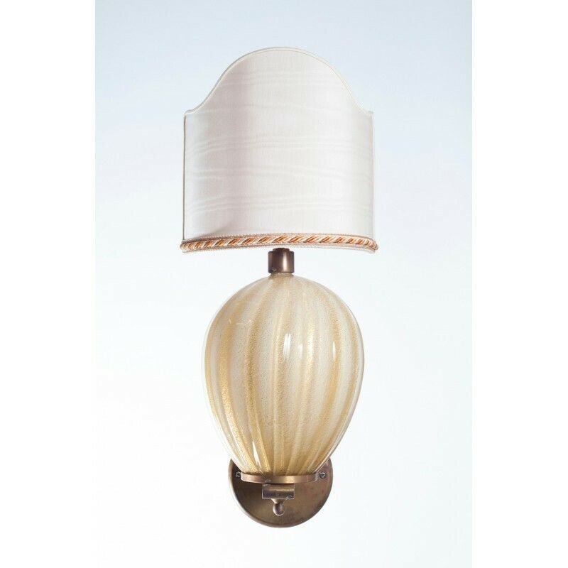 Massive Pair Of Sconces In Ivory Color In Blown Murano Glass 1960s Italy photo for sale