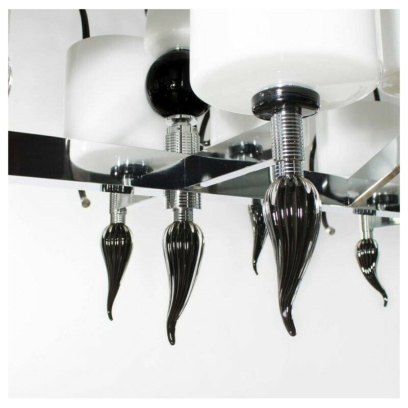 Curly Chandelier Black And White In Blown Murano Glass Contemporary Italy photo vintage