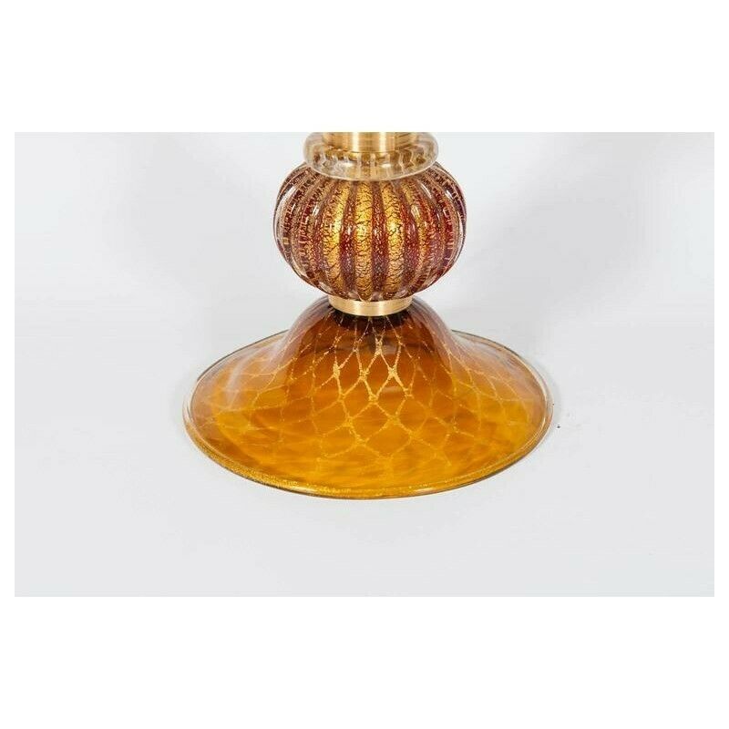 Italian Table Lamp In Blown Murano Glass Amber & 24 Karat Gold 1980s photo 1326.99