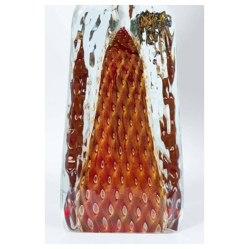 Pair Of Italian Table Lamps In Murano Glass Red With 24 Karat Gold Handcrafted * photo buy