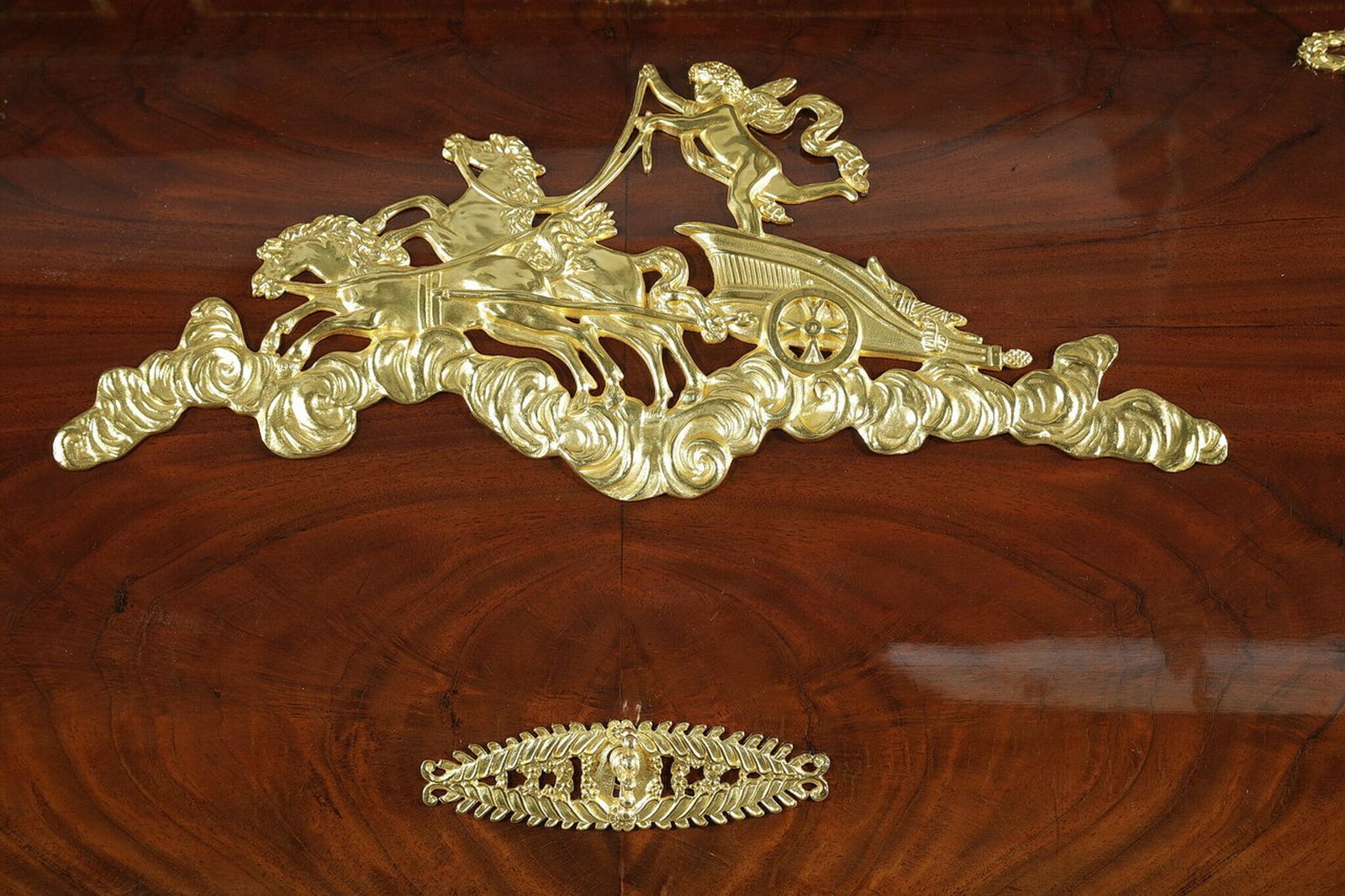photo vintage Mahogany And Gilded Bronze Cylinder Desk, Empire Style, 19th Century