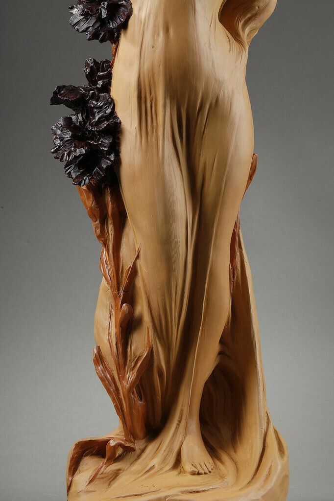 Polychrome Terracotta Sculpture, "Woman With A Basket" Signed Capaldo, 20th Century photo 3952.0