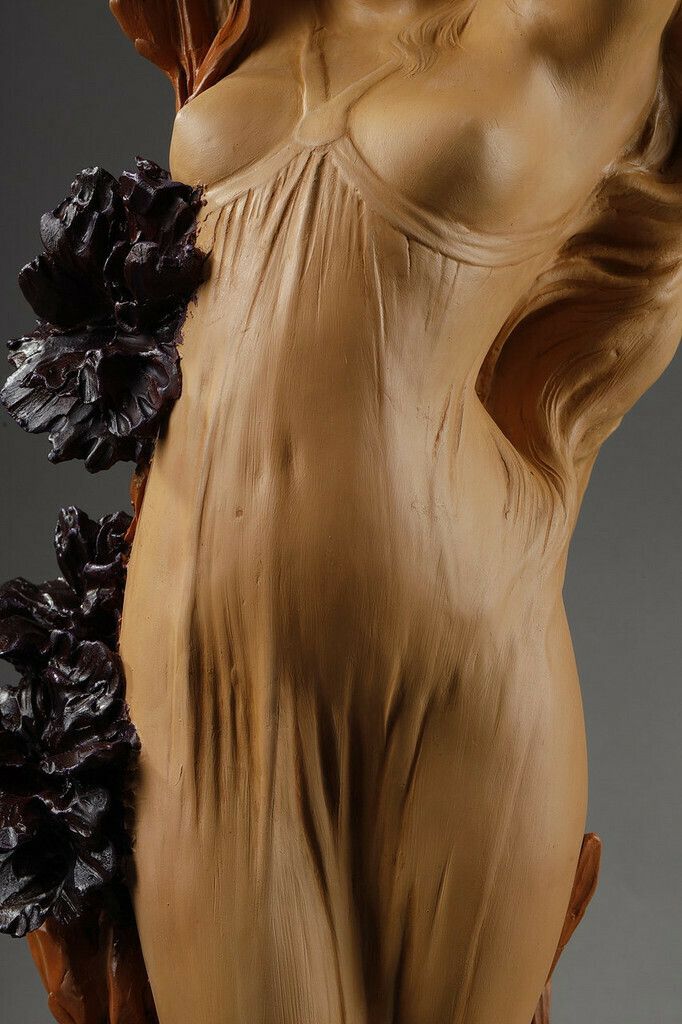 Polychrome Terracotta Sculpture, "Woman With A Basket" Signed Capaldo, 20th Century photo buy