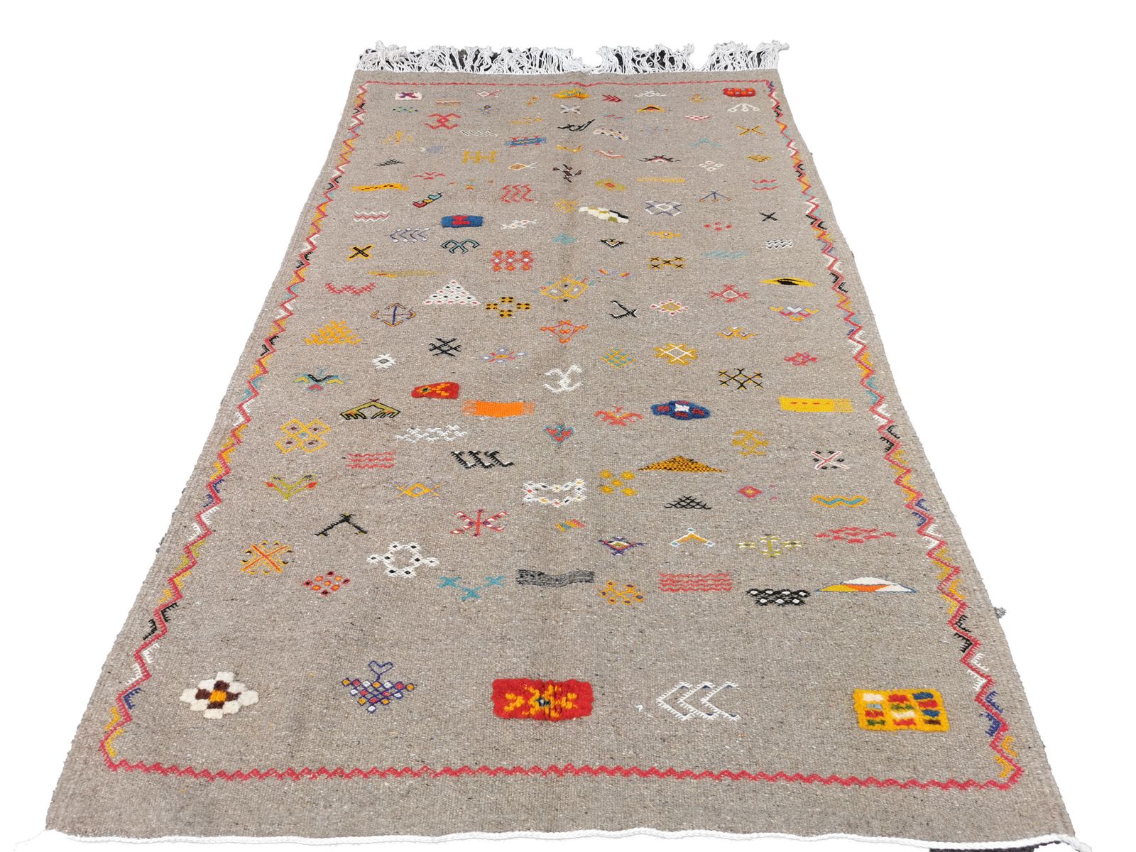 Handmade Grey Moroccan Berber Rug. Camel Wool Carpet photo furniture