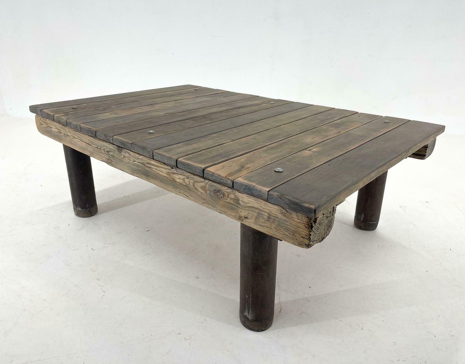 1950's Vintage Industrial Wood & Iron Coffee Table photo buy