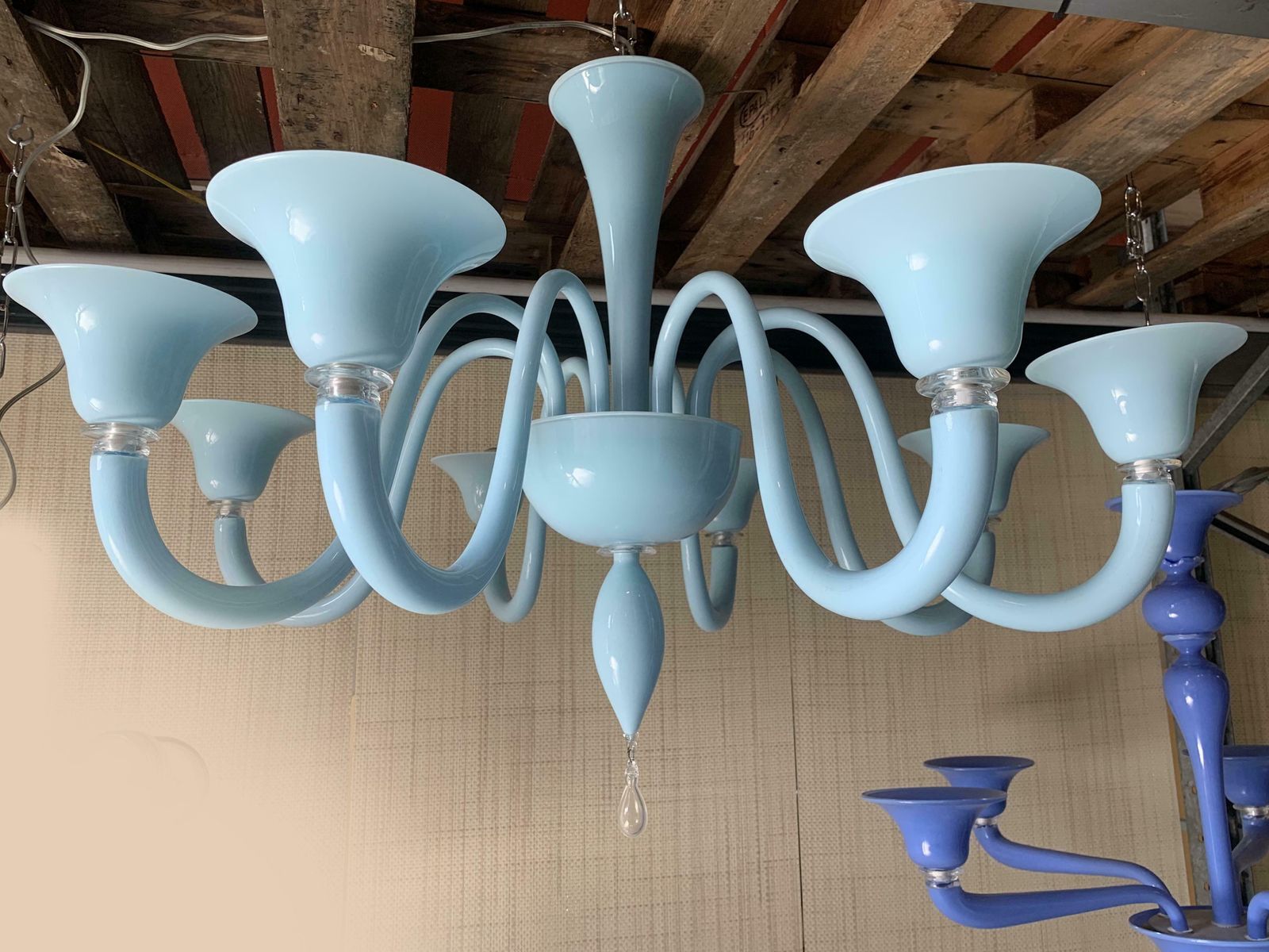 Contemporary Blue Murano Glass Chandelier In Decò Style photo 8060.0
