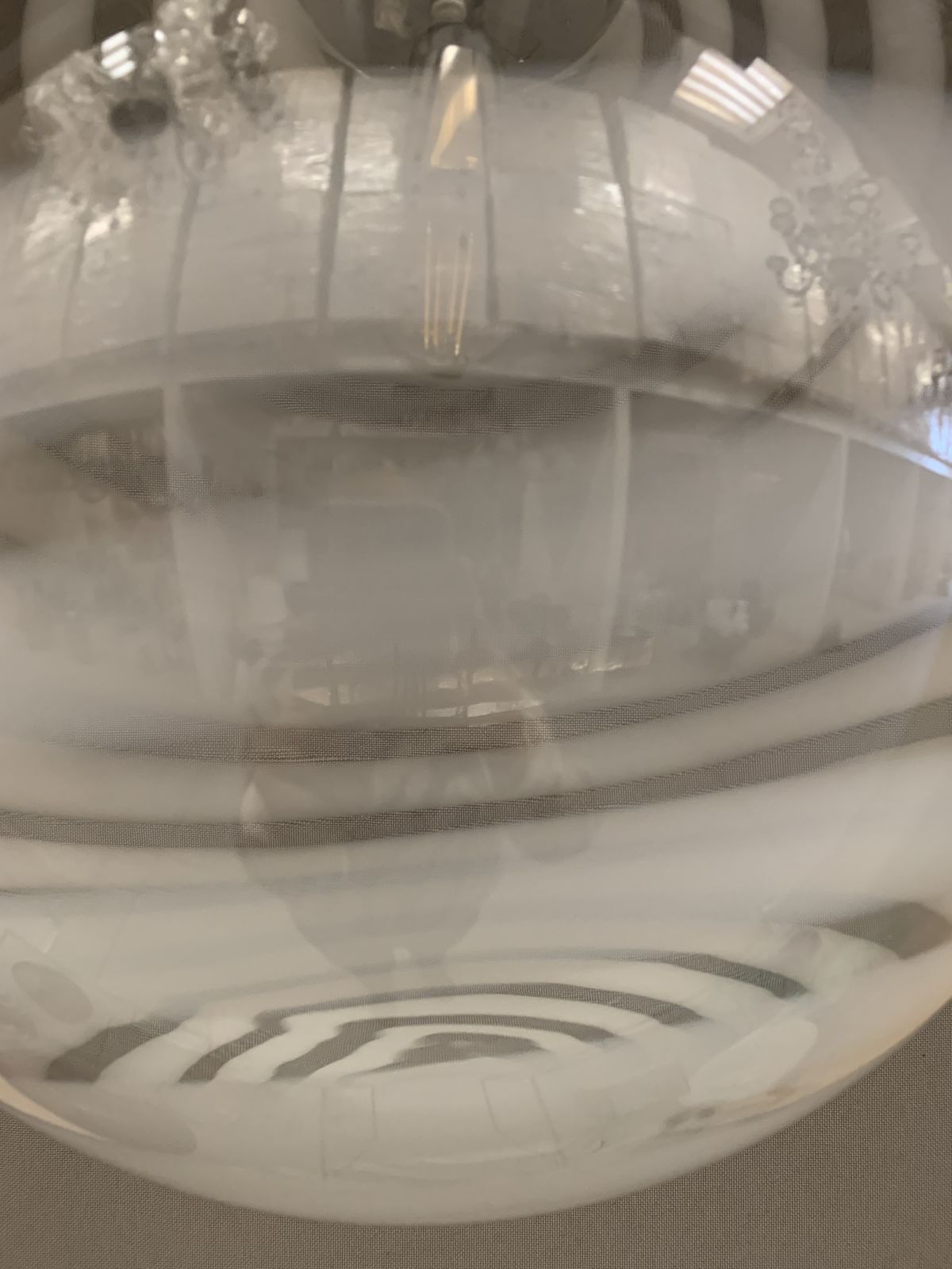 Contemporary White And Transparent Sphere In Murano Glass Swirl Venini Style photo vinterior