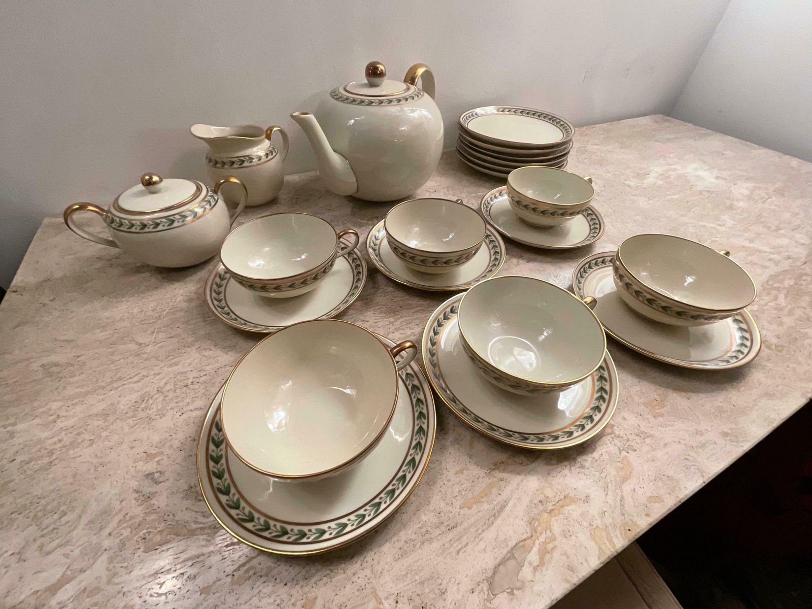 Gio Ponti   Tea For 6 With Sweet Plates, In Porcelain Richard Ginori Year 1939 photo furniture