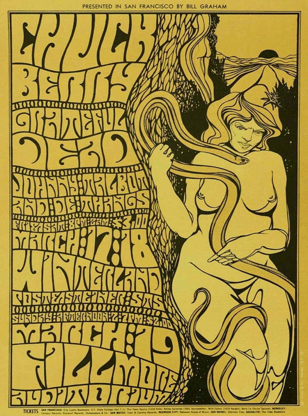 Chuck Berry & The Grateful Dead   Fillmore Auditorium Original Vintage Poster