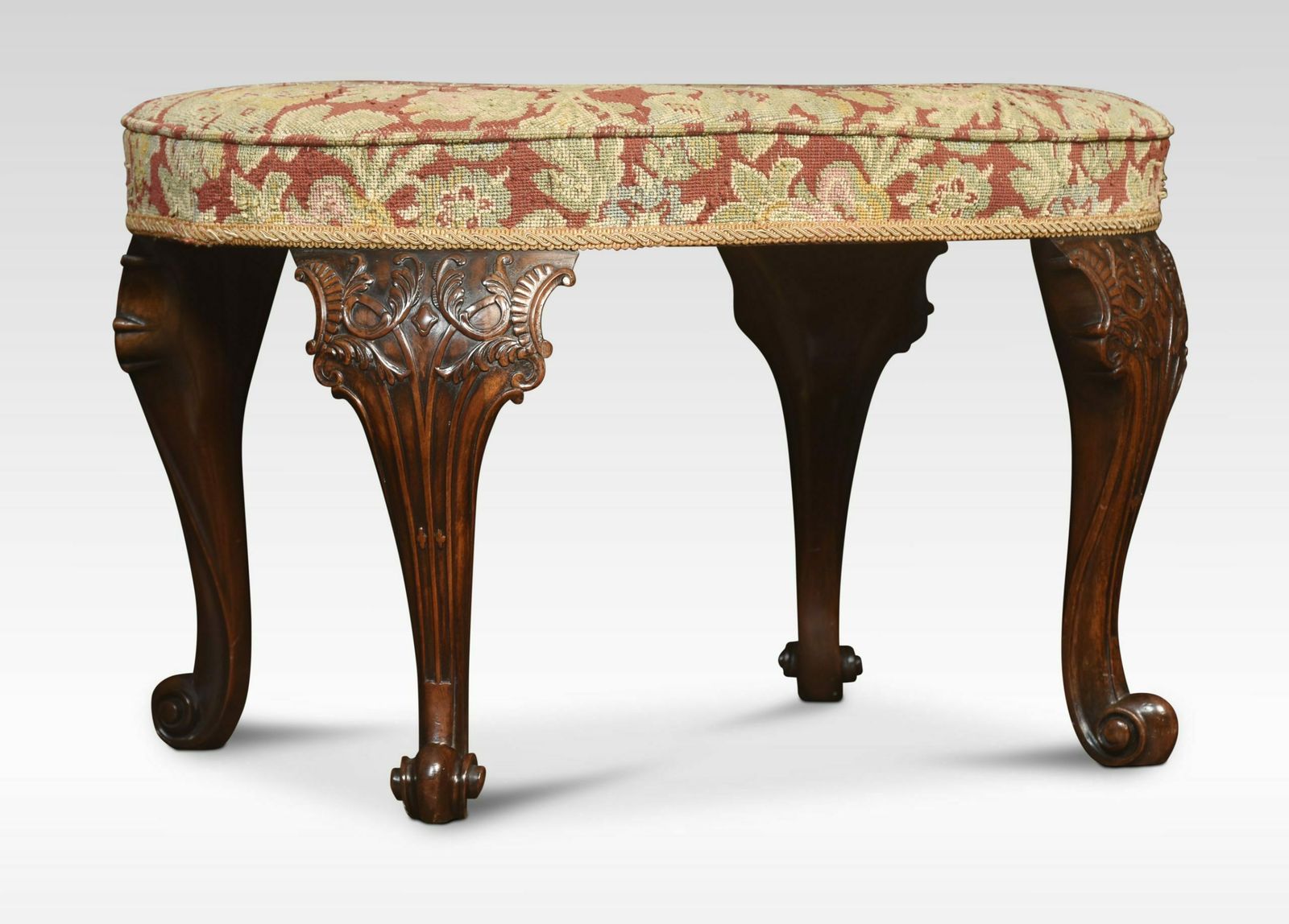 George II Style Tapestry Upholstered Stool photo vinterior